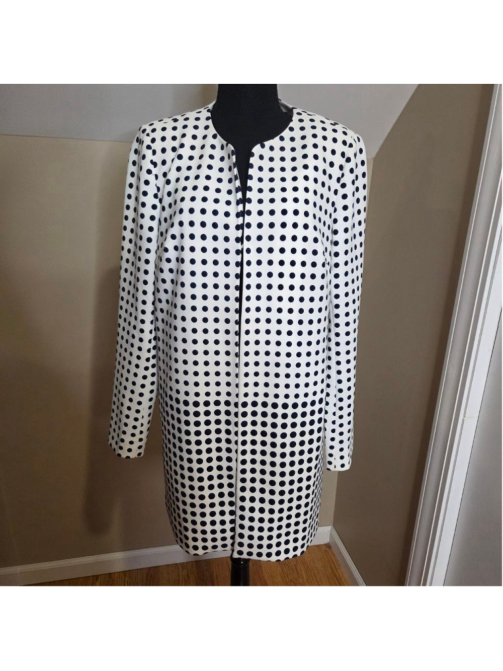 Premise White Black Polka Dot Blazer Jacket Size 8